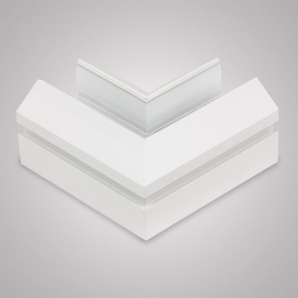 Угловой соединитель горизонтальный для Трекового шинопровода + Закладного профиля белый для натяжного потолка ПВХ 48V, MAGNET AM538 WH