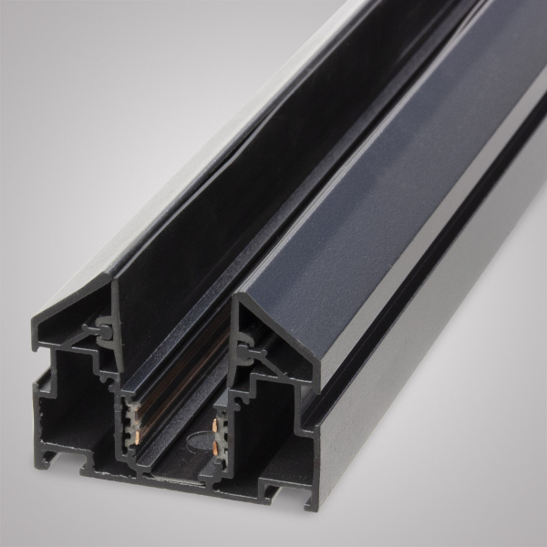 Магнитный трековый шинопровод + закладной профиль для натяжного потолка пвх 3m, черный, MAGNET AM537 3M BK