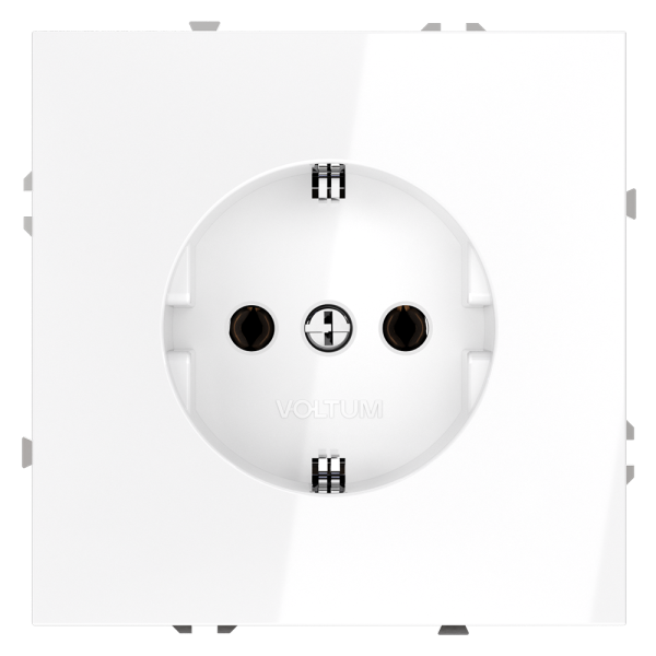 Розетка встраиваемая VOLTUM S70 с заземлением 16А, (белый глянцевый)