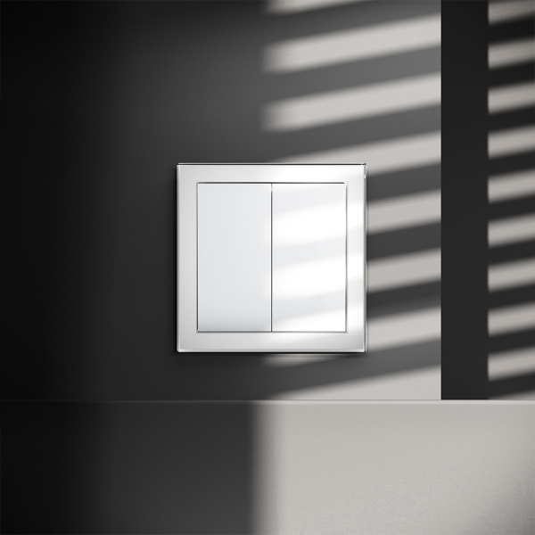 Выключатель встраиваемый VOLTUM S70 двухклавишный 10А, (белый глянцевый)