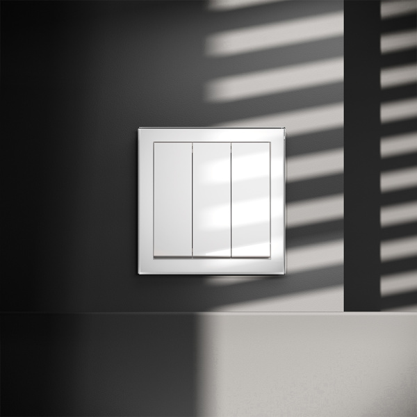 Выключатель встраиваемый VOLTUM S70 трехклавишный 10А, (белый глянцевый)