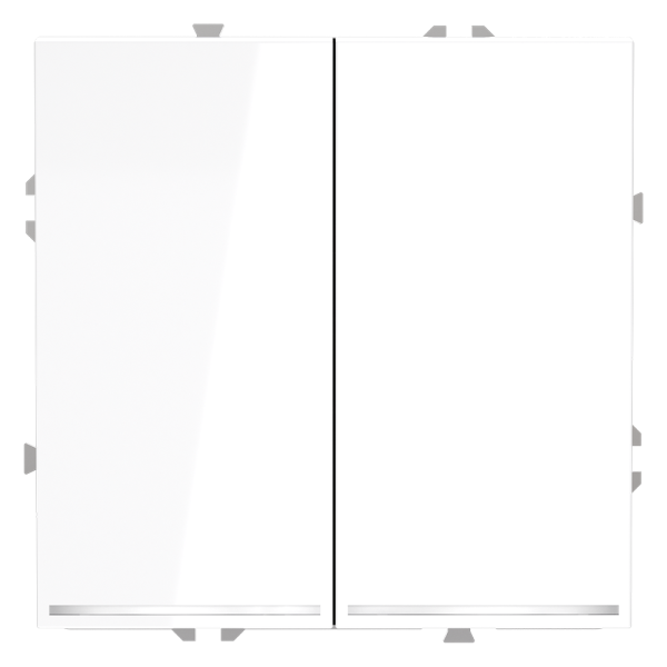 Проходной переключатель встраиваемый VOLTUM S70 двухклавишный с подсветкой 10А, (белый глянцевый)