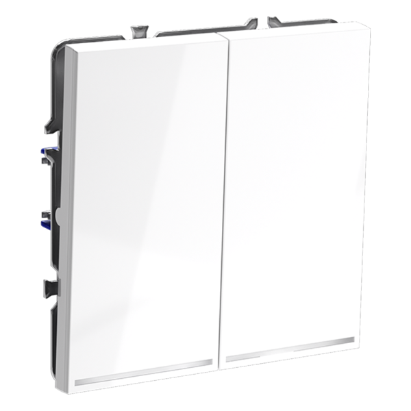 Проходной переключатель встраиваемый VOLTUM S70 двухклавишный с подсветкой 10А, (белый глянцевый)