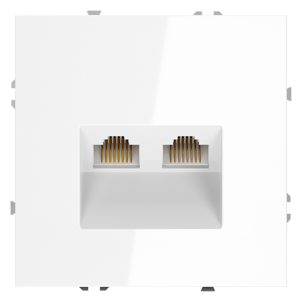 Розетка компьютерная встраиваемая VOLTUM S70 двойная RJ45+RJ45 кат.6, (белый глянцевый)