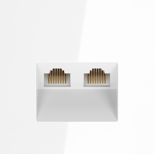 Розетка компьютерная встраиваемая VOLTUM S70 двойная RJ45+RJ45 кат.6, (белый глянцевый)