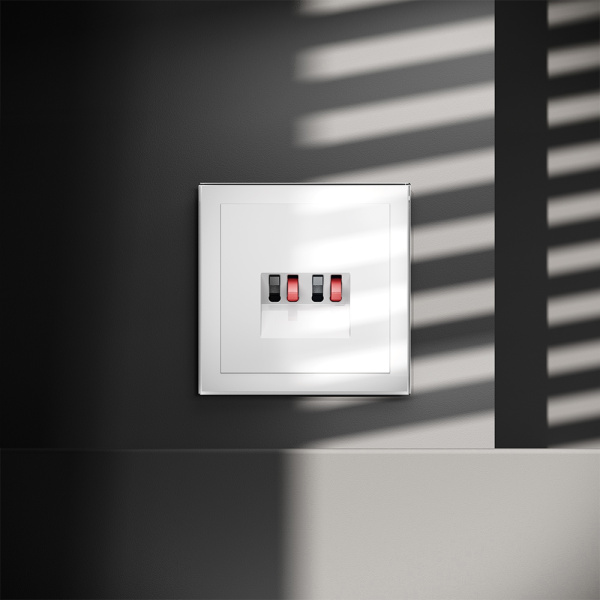 Розетка акустическая встраиваемая VOLTUM S70 4-местная, (белый глянцевый)