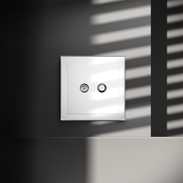 Розетка телевизионная встраиваемая VOLTUM S70 оконечная TV+SAT, (белый глянцевый)