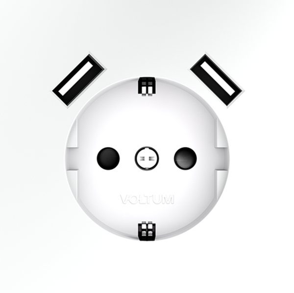 Розетка встраиваемая VOLTUM S70 с заземлением и защитными шторками, 16А, с USB, A+A, (белый матовый)