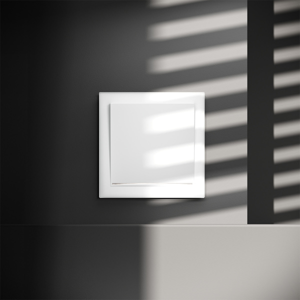 Проходной переключатель встраиваемый VOLTUM S70 одноклавишный с подсветкой 10А, (белый матовый)