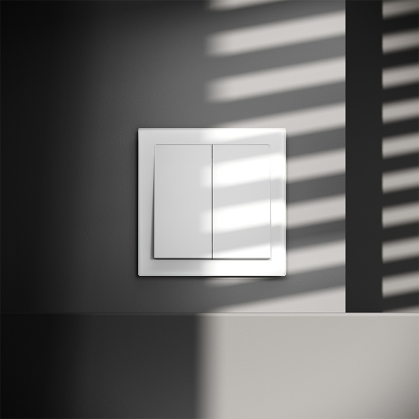 Проходной переключатель встраиваемый VOLTUM S70 двухклавишный 10А, (белый матовый)