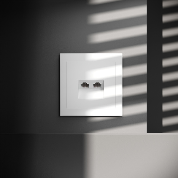 Розетка компьютерная встраиваемая VOLTUM S70 двойная RJ45+RJ45 кат.6, (белый матовый)