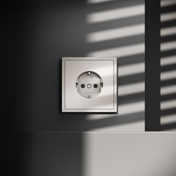 Розетка встраиваемая VOLTUM S70 с заземлением и защитными шторками, 16А, (кашемир)