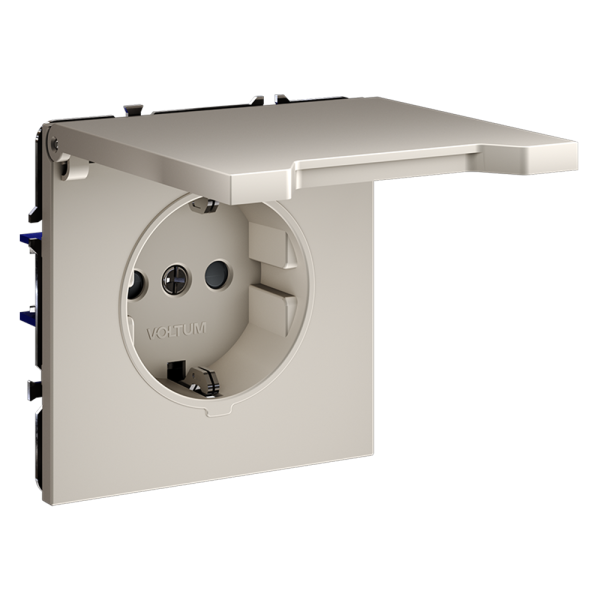 Розетка встраиваемая VOLTUM S70 с заземлением, защитными шторками и крышкой 16А, (кашемир)
