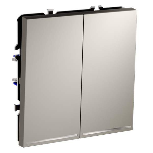 Выключатель встраиваемый VOLTUM S70 двухклавишный с подсветкой 10А, (кашемир)