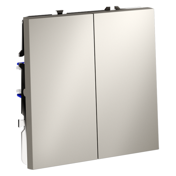 Выключатель с самовозвратом встраиваемый VOLTUM S70 двухклавишный 10А, (кашемир)