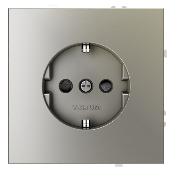 Розетка встраиваемая VOLTUM S70 с заземлением и защитными шторками, 16А, (шелк)
