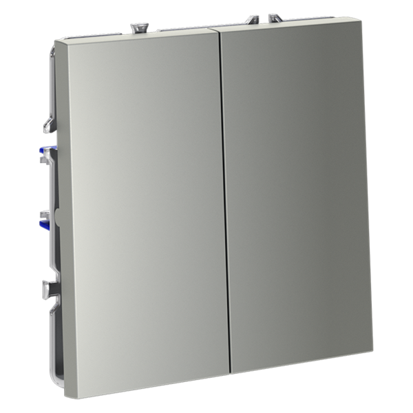 Выключатель встраиваемый VOLTUM S70 двухклавишный 10А, (сталь)