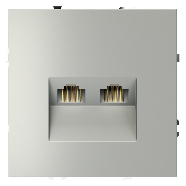 Розетка компьютерная встраиваемая VOLTUM S70 двойная RJ45+RJ45 кат.6, (сталь)