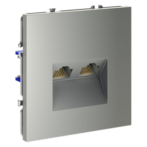 Розетка компьютерная встраиваемая VOLTUM S70 двойная RJ45+RJ45 кат.6, (сталь)