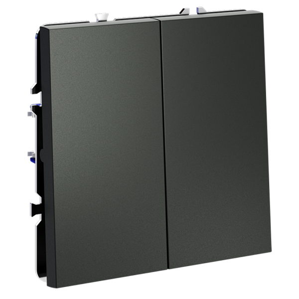 Проходной переключатель встраиваемый VOLTUM S70 двухклавишный 10А, (титан)