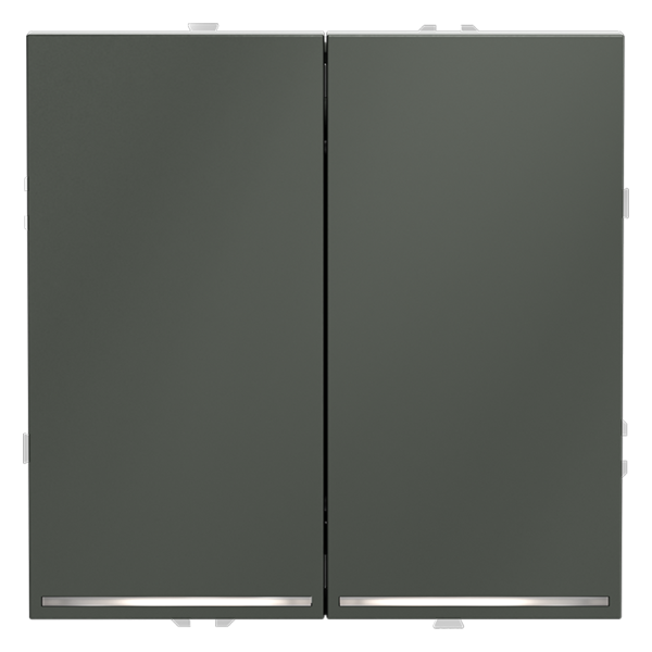 Проходной переключатель встраиваемый VOLTUM S70 двухклавишный с подсветкой 10А, (титан)