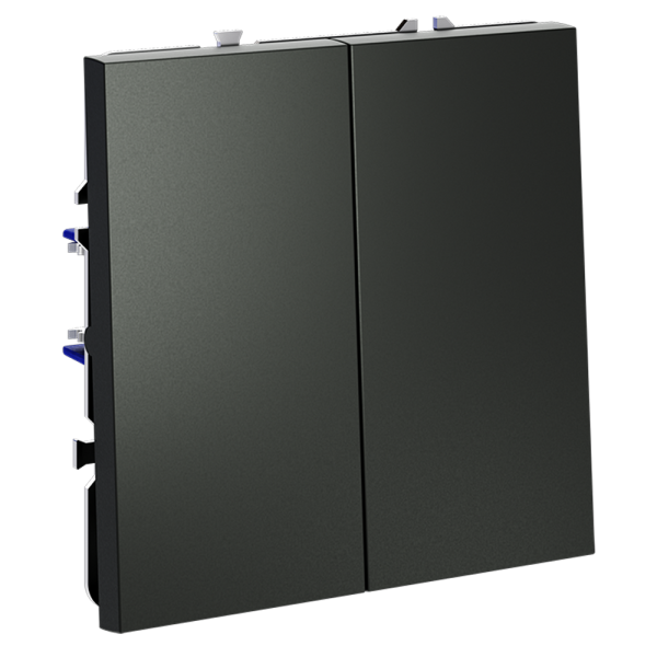 Выключатель с самовозвратом встраиваемый VOLTUM S70 двухклавишный 10А, (титан)