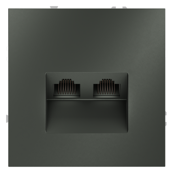 Розетка компьютерная встраиваемая VOLTUM S70 двойная RJ45+RJ45 кат.6, (титан)