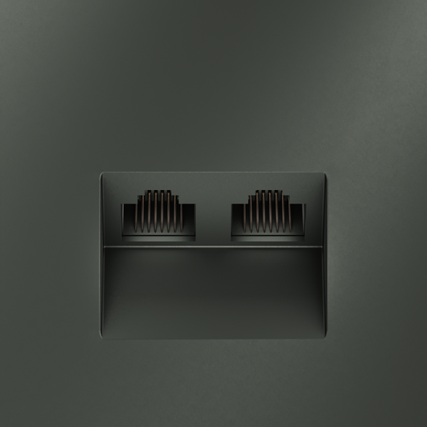 Розетка компьютерная встраиваемая VOLTUM S70 двойная RJ45+RJ45 кат.6, (титан)