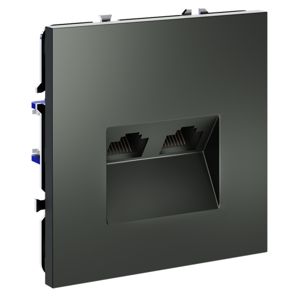 Розетка компьютерная встраиваемая VOLTUM S70 двойная RJ45+RJ45 кат.6, (титан)