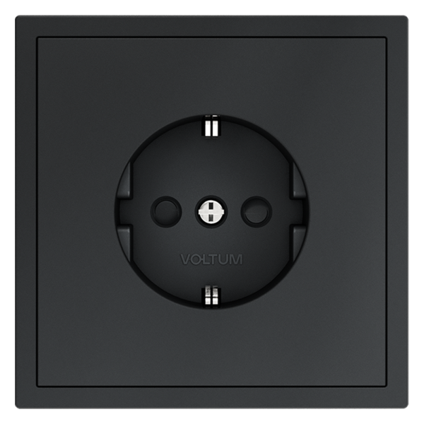 Розетка встраиваемая VOLTUM S70 с заземлением и защитными шторками, 16А, (графит)