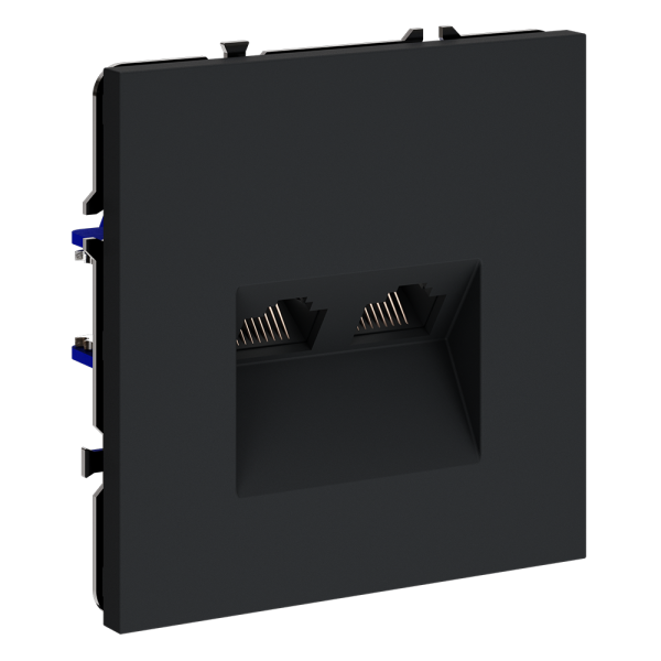 Розетка компьютерная встраиваемая VOLTUM S70 двойная RJ45+RJ45 кат.6, (графит)