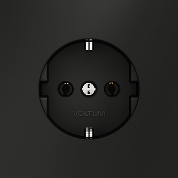 Розетка встраиваемая VOLTUM S70 с заземлением 16А, (черный матовый)