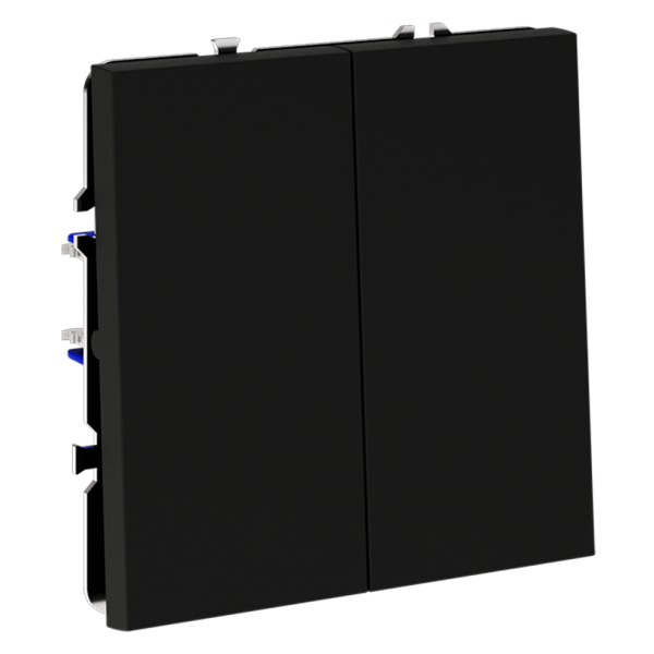 Выключатель встраиваемый VOLTUM S70 двухклавишный 10А, (черный матовый)