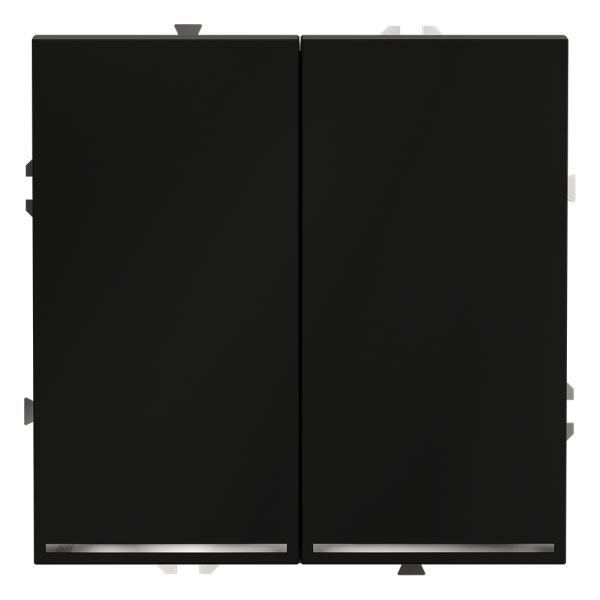 Выключатель встраиваемый VOLTUM S70 двухклавишный с подсветкой 10А, (черный матовый)