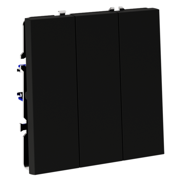 Выключатель встраиваемый VOLTUM S70 трехклавишный 10А, (черный матовый)