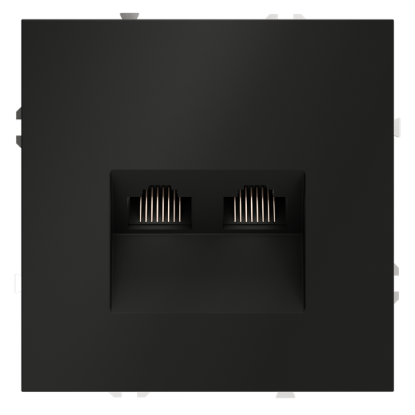 Розетка компьютерная встраиваемая VOLTUM S70 двойная RJ45+RJ45 кат.6, (черный матовый)