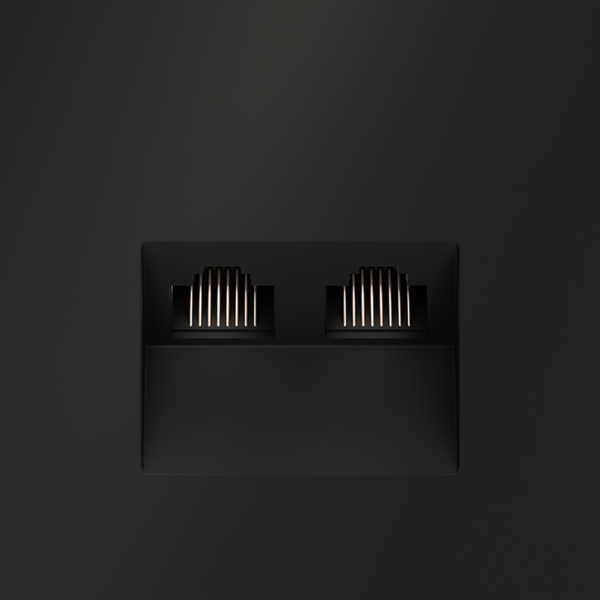 Розетка компьютерная встраиваемая VOLTUM S70 двойная RJ45+RJ45 кат.6, (черный матовый)