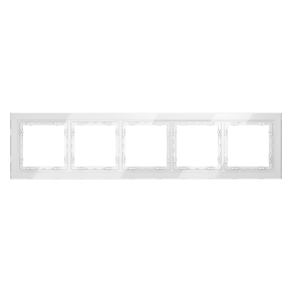 Рамка стеклянная VOLTUM S70 на 5 постов, (белый, стекло)