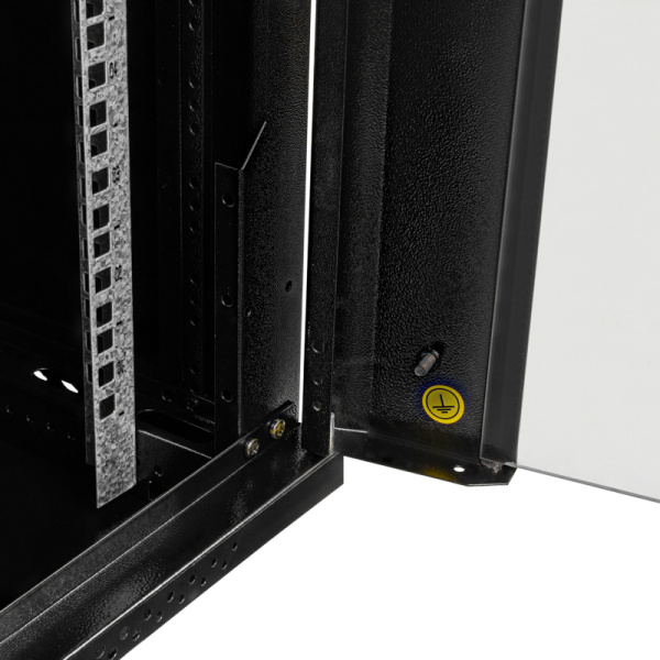 Настенный шкаф 19" 9U 600×600×501 (ШxГxВ), дверь стекло, металлическая задняя стенка, боковые съемные стенки, RAL 9005 REXANT