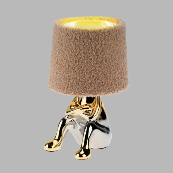 Светильник декоративный Человечек, серебряный с пудровым абажуром, Е27 REXANT