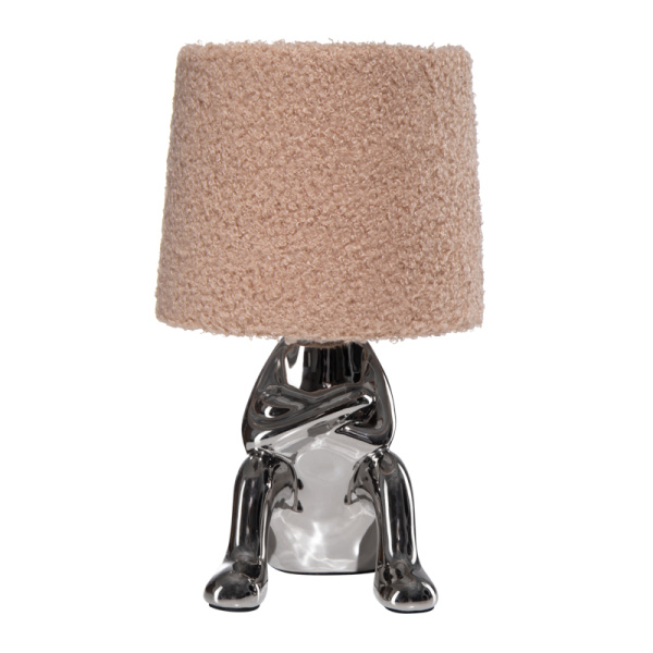 Светильник декоративный Человечек, серебряный с пудровым абажуром, Е27 REXANT