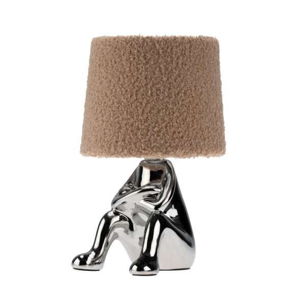 Светильник декоративный Человечек, серебряный с пудровым абажуром, Е27 REXANT