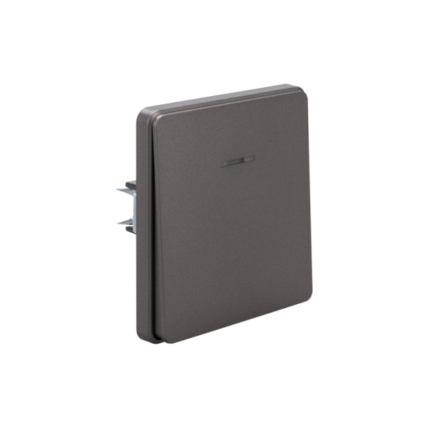 Выключатель ROUND 1 кл с подсветкой 10А с/у титан KRANZ