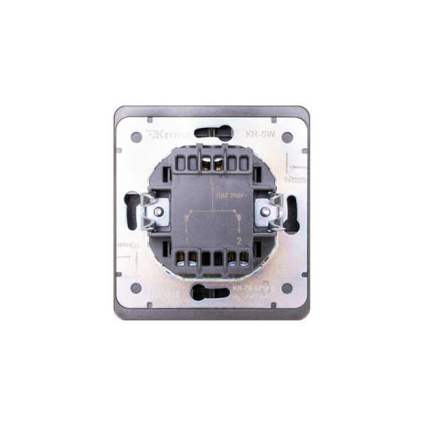 Выключатель ROUND 2 кл с подсветкой 10А с/у титан KRANZ