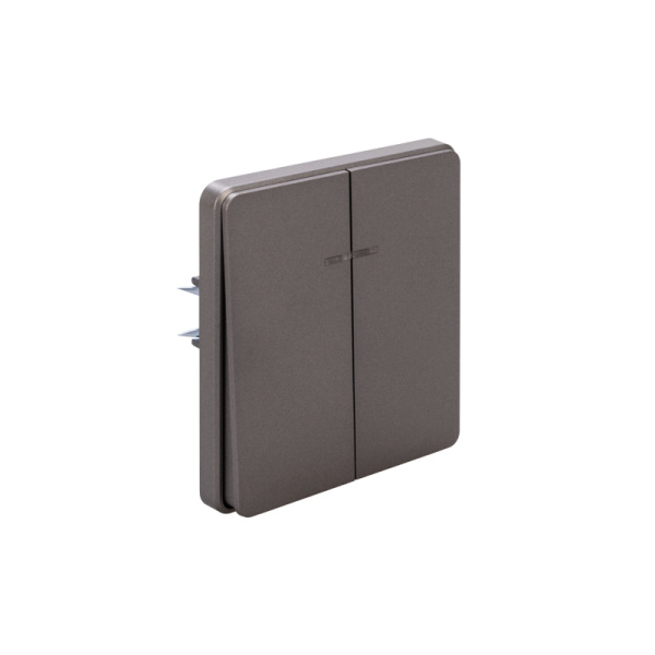 Выключатель ROUND 2 кл с подсветкой 10А с/у титан KRANZ