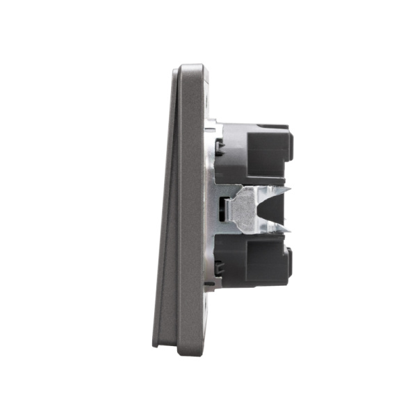 Выключатель ROUND 1 кл проходной (переключатель) с подсветкой 10А с/у титан KRANZ