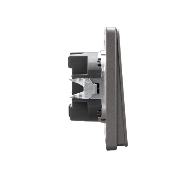 Выключатель ROUND 1 кл проходной (переключатель) с подсветкой 10А с/у титан KRANZ