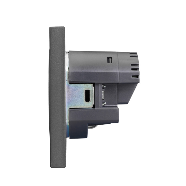 Розетка STRONG 1-ая с/з с/у з/ш 16А с USB A+C быстрой зарядки 5В/3А графит KRANZ