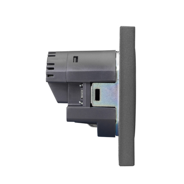 Розетка STRONG 1-ая с/з с/у з/ш 16А с USB A+C быстрой зарядки 5В/3А графит KRANZ