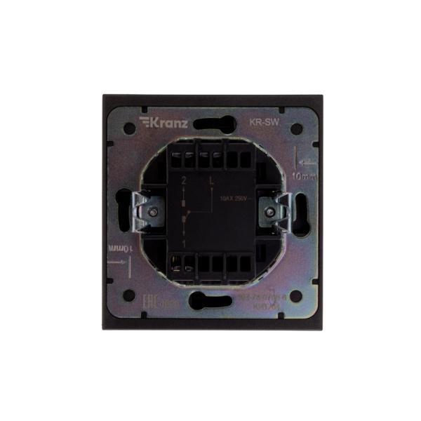 Выключатель STRONG 1 кл проходной (переключатель) 10А с/у графит KRANZ